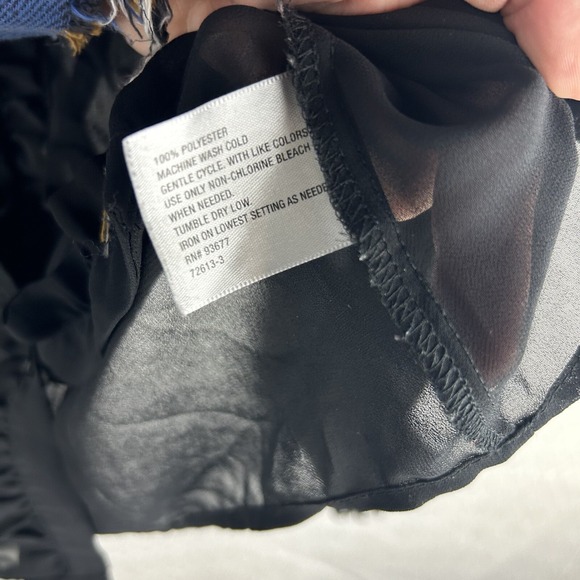 WORTHINGTON Black Sheer Blouse Size M  Ruffles Long Sleeve Vamp Grunge Fairy Y2K - Picture 4 of 9